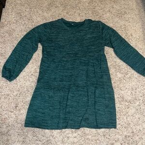 Women’s xl thick long sleeve tiered heathered green dress knee length